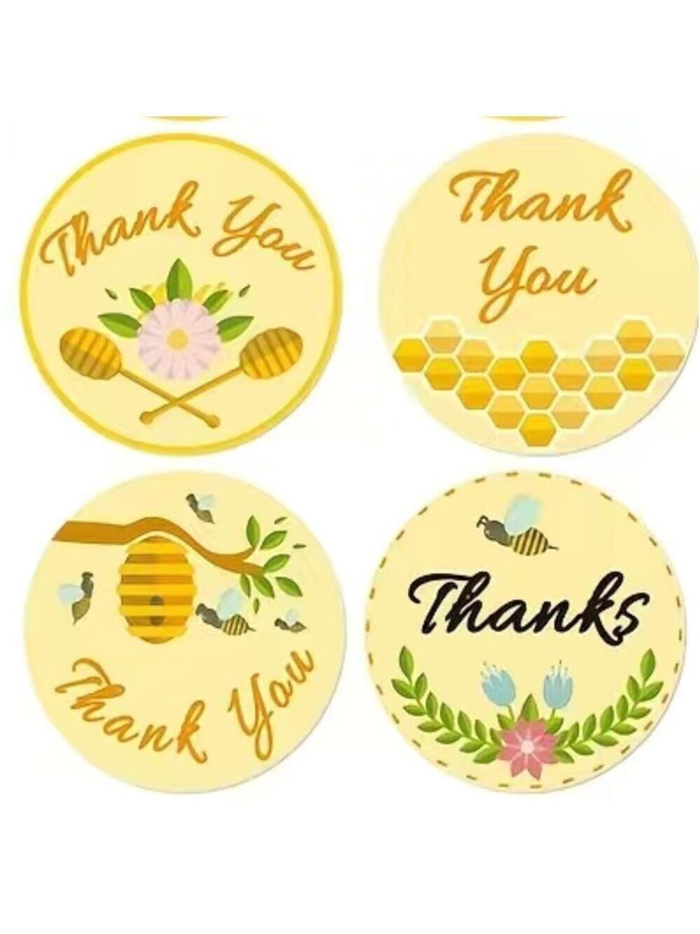 500 Roll Bee Honeycomb Sealing Thank You Sticker 1 inch Round - Picture 3 of 3